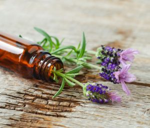 Open bottle containing lavender