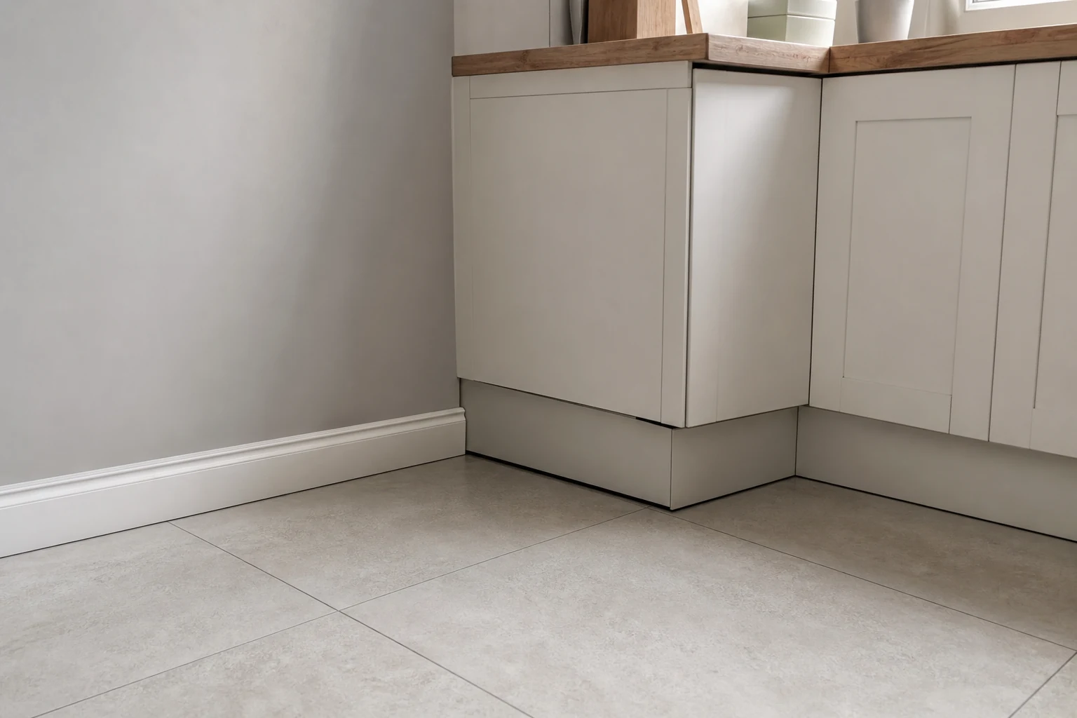 Clean kitchen corner with small hidden gaps