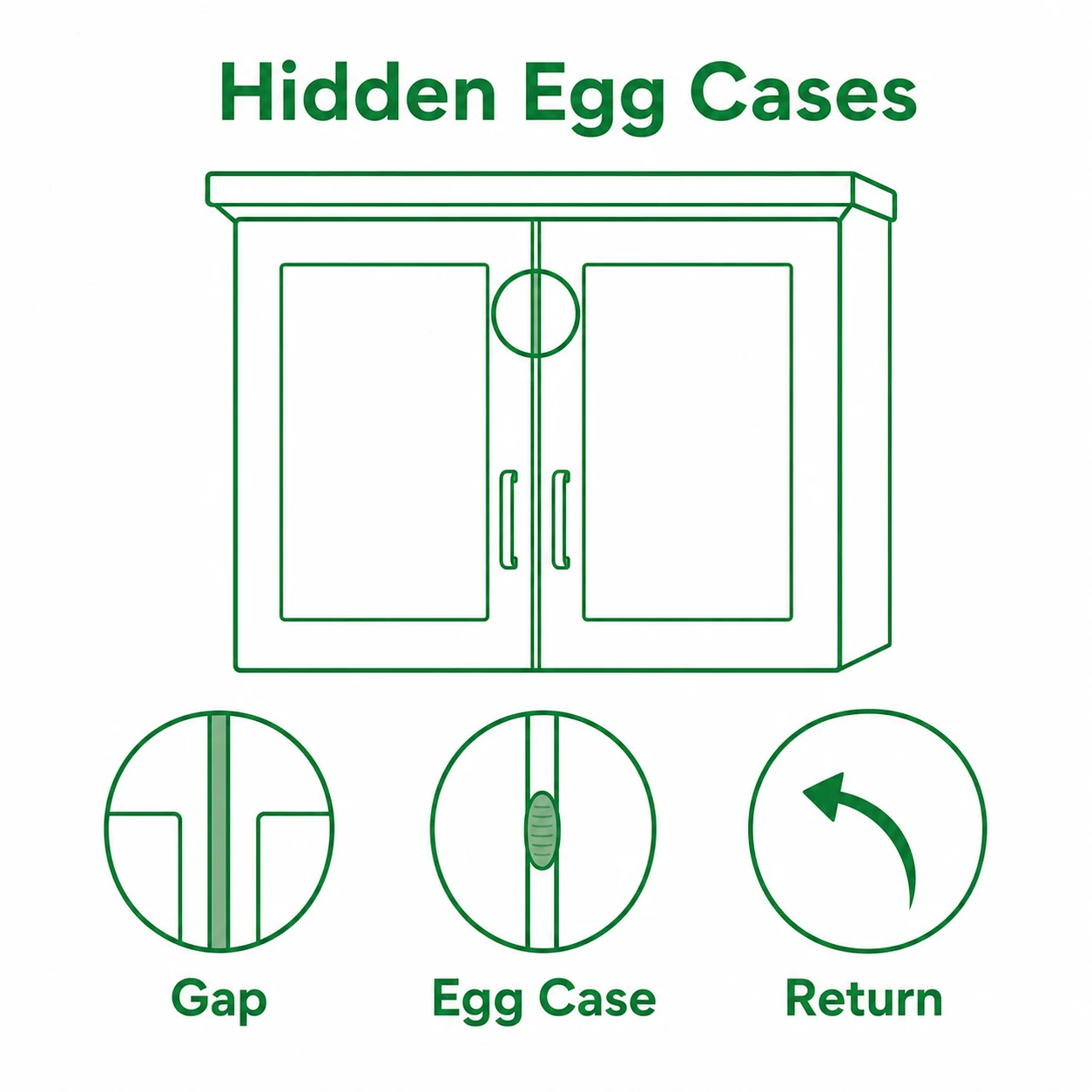 Graphic showing hidden egg cases after cleaning