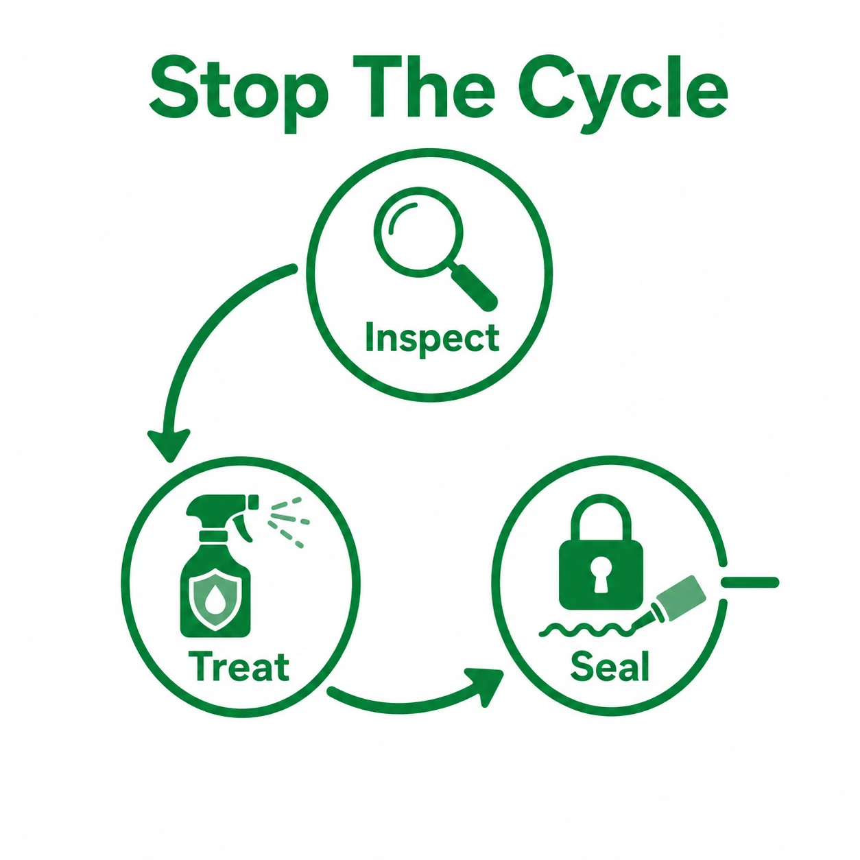 Graphic showing inspection treatment and sealing steps