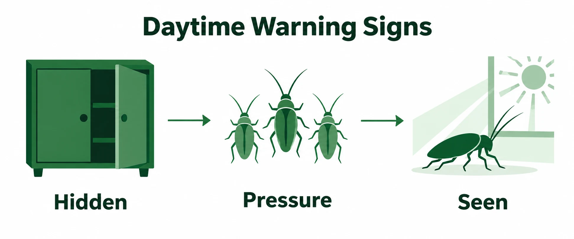 Graphic explaining what a daytime cockroach sighting can signal